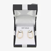 Womens 14K Gold 18mm Oval Hoop Earrings