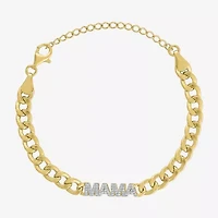 Diamond Addiction (G-H / Si2-I1) Womens 14K Gold Over Silver 6 Inch Curb Chain Bracelet