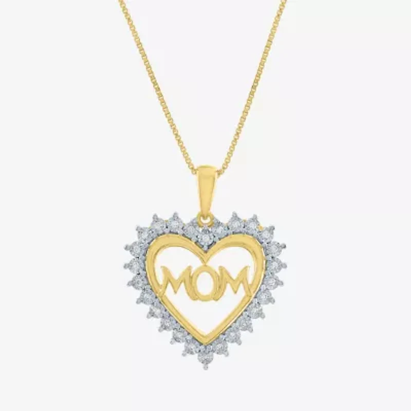 G-H / Si2-I1) Womens 1/10 CT. T.W. Lab Grown White Diamond 14K Gold Over Silver Heart Inch Pendant Necklace