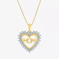 G-H / Si2-I1) Womens 1/10 CT. T.W. Lab Grown White Diamond 14K Gold Over Silver Heart Inch Pendant Necklace