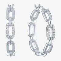 Diamond Addiction (G-H / Si2-I1) Womens 1/10 CT. T.W. Lab Grown White Diamond Sterling Silver 25.4mm Hoop Earrings
