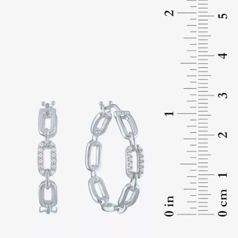 Diamond Addiction (G-H / Si2-I1) Womens 1/10 CT. T.W. Lab Grown White Diamond Sterling Silver 25.4mm Hoop Earrings