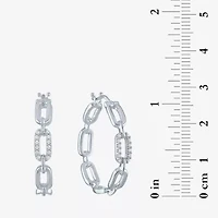 Diamond Addiction (G-H / Si2-I1) Womens 1/10 CT. T.W. Lab Grown White Diamond Sterling Silver 25.4mm Hoop Earrings