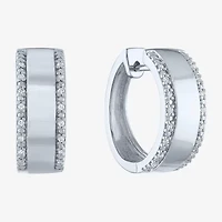 Diamond Addiction (G-H / I1-I2) Womens 1/10 CT. T.W. Lab Grown White Diamond Sterling Silver 18mm Hoop Earrings