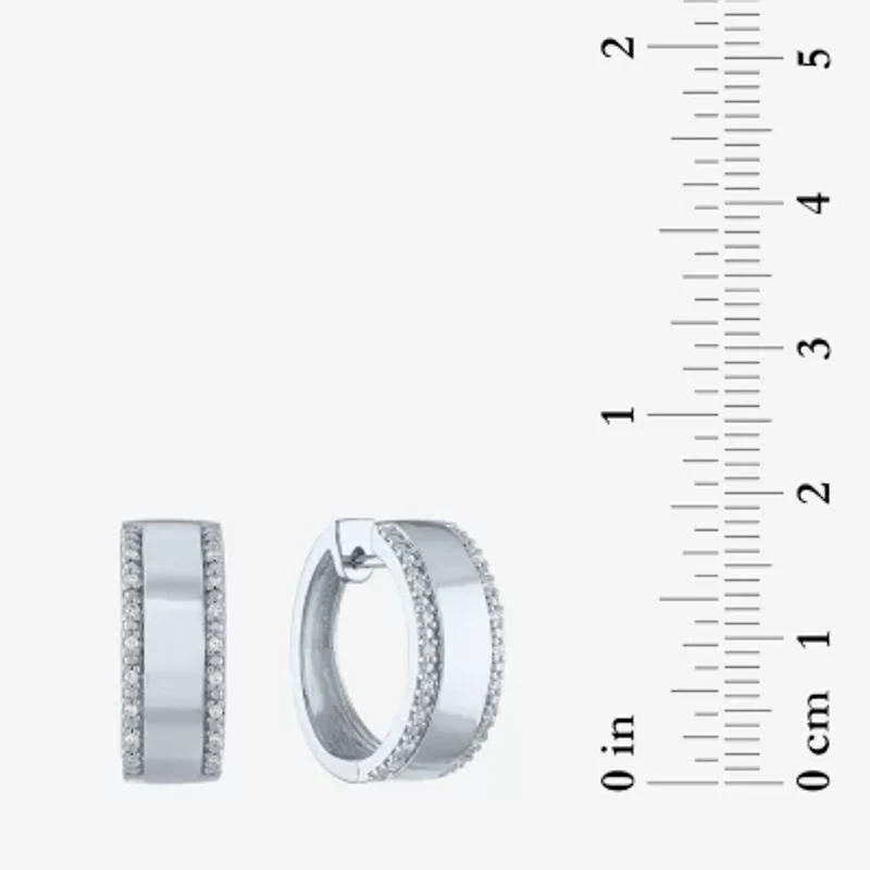 Diamond Addiction (G-H / I1-I2) Womens 1/10 CT. T.W. Lab Grown White Diamond Sterling Silver 18mm Hoop Earrings