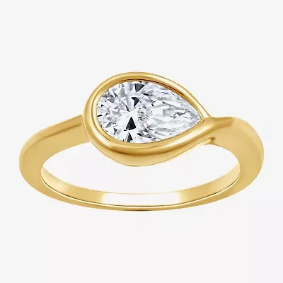 (G,Si1-Si2) Womens 1 CT. T.W. Lab Grown White Diamond 14K Gold Over Silver Pear Cocktail Ring