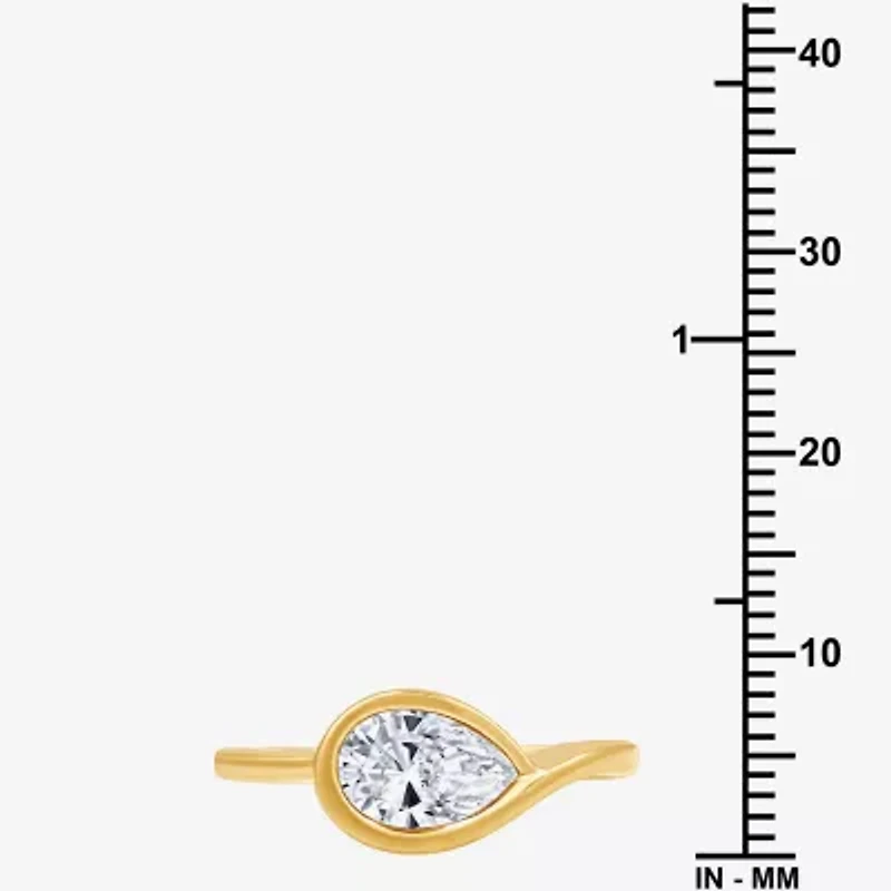 (G,Si1-Si2) Womens 1 CT. T.W. Lab Grown White Diamond 14K Gold Over Silver Pear Cocktail Ring