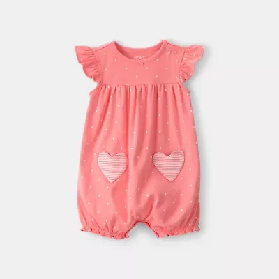 Carter's Baby Girls Short Sleeve Hearts Romper