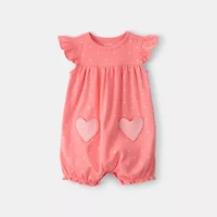 Carter's Baby Girls Short Sleeve Hearts Romper