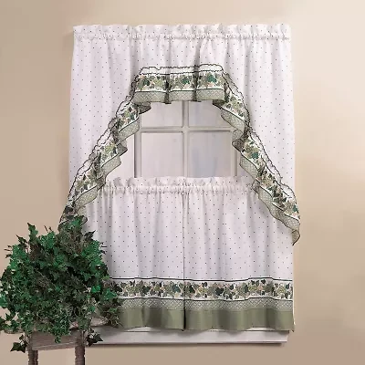 CHF Cottage 3-pc. Rod Pocket Kitchen Curtains & Drapes Window Set