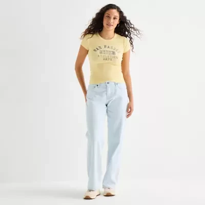 Arizona Womens Juniors Low Rise Straight Leg Jean