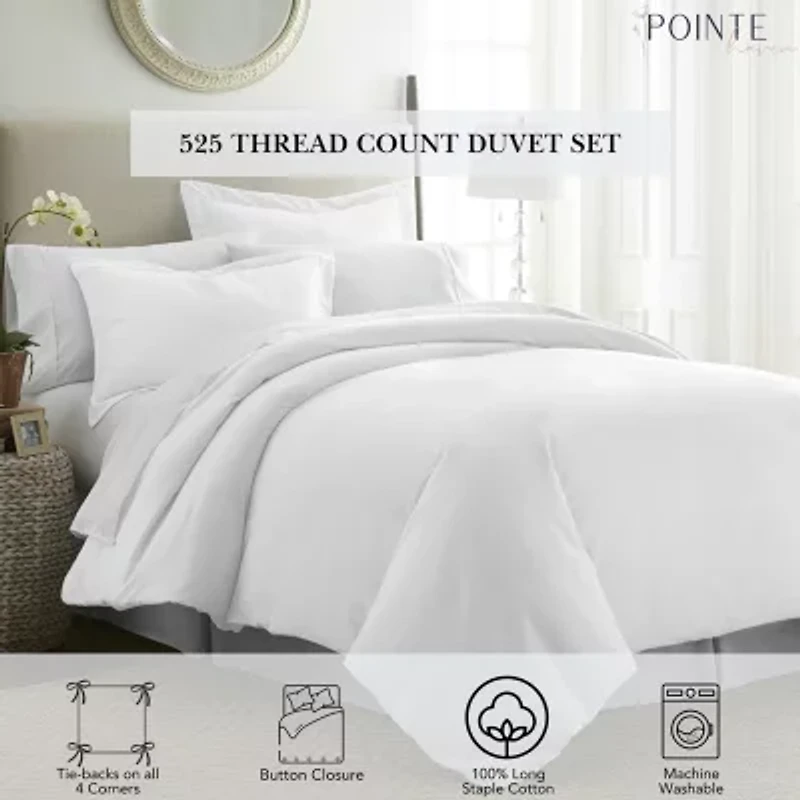 Pointehaven Long Staple Cotton Velvet Feel Sateen 3-pc. Duvet Cover Set