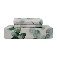Pointehaven Eucalyptus Digital Print Button Closure Duvet Cover Set