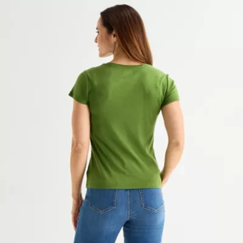 Liz Claiborne Womens V Neck Short Sleeve T-Shirt