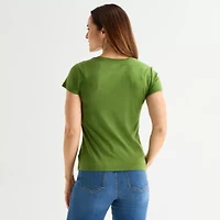 Liz Claiborne Womens V Neck Short Sleeve T-Shirt