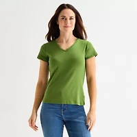 Liz Claiborne Womens V Neck Short Sleeve T-Shirt