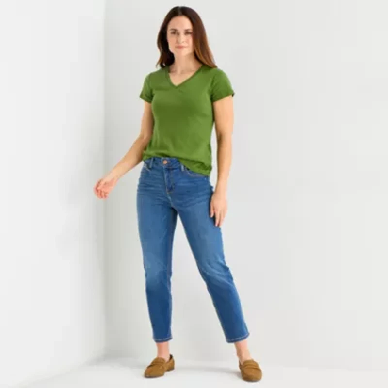 Liz Claiborne Womens V Neck Short Sleeve T-Shirt