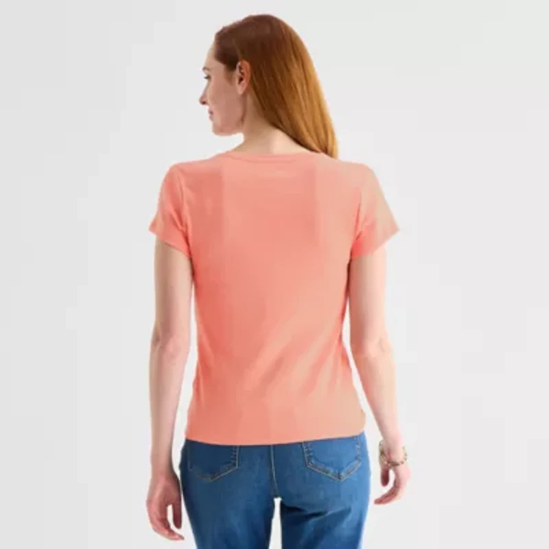Liz Claiborne Womens V Neck Short Sleeve T-Shirt