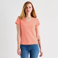 Liz Claiborne Womens V Neck Short Sleeve T-Shirt