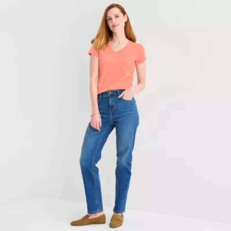 Liz Claiborne Womens V Neck Short Sleeve T-Shirt