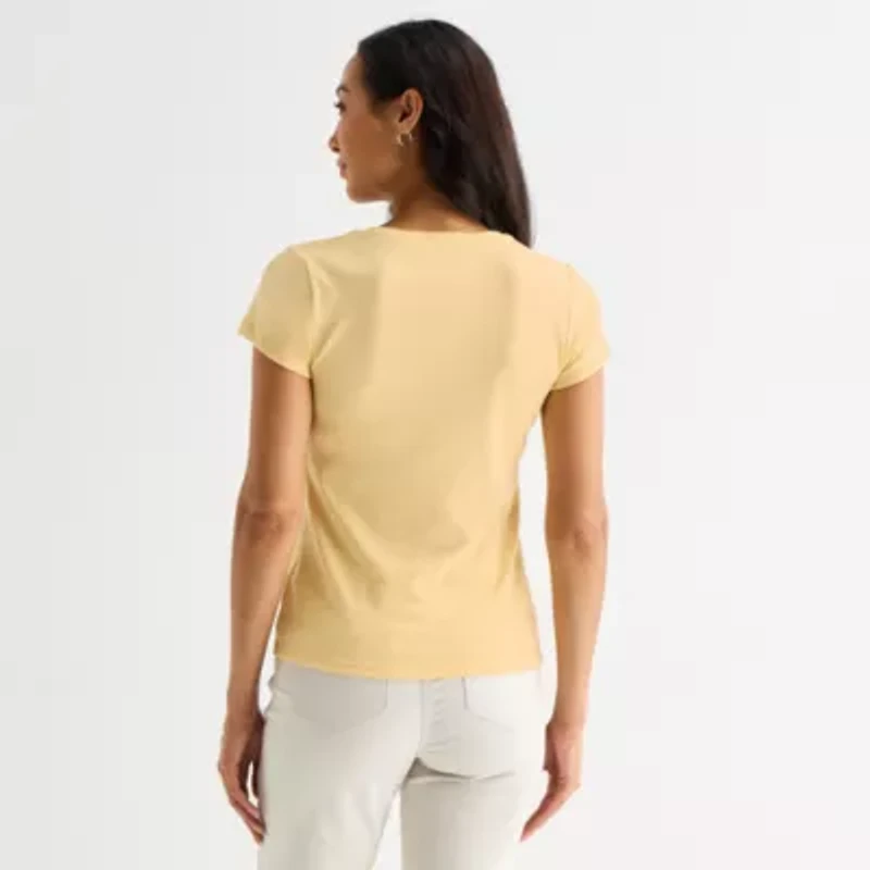 Liz Claiborne Womens V Neck Short Sleeve T-Shirt