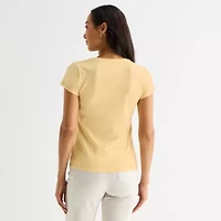 Liz Claiborne Womens V Neck Short Sleeve T-Shirt