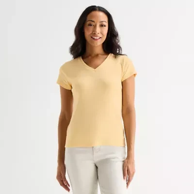 Liz Claiborne Womens V Neck Short Sleeve T-Shirt