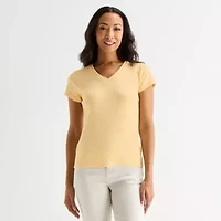 Liz Claiborne Womens V Neck Short Sleeve T-Shirt