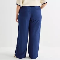 St. John's Bay Womens Plus Wide Leg Pull-On Pant