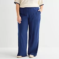 St. John's Bay Womens Plus Wide Leg Pull-On Pant