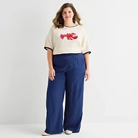 St. John's Bay Womens Plus Wide Leg Pull-On Pant