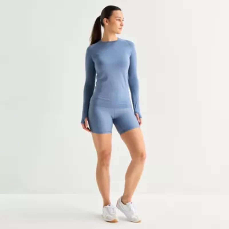 Xersion Womens Seamless Crew Neck Long Sleeve Active T-Shirt