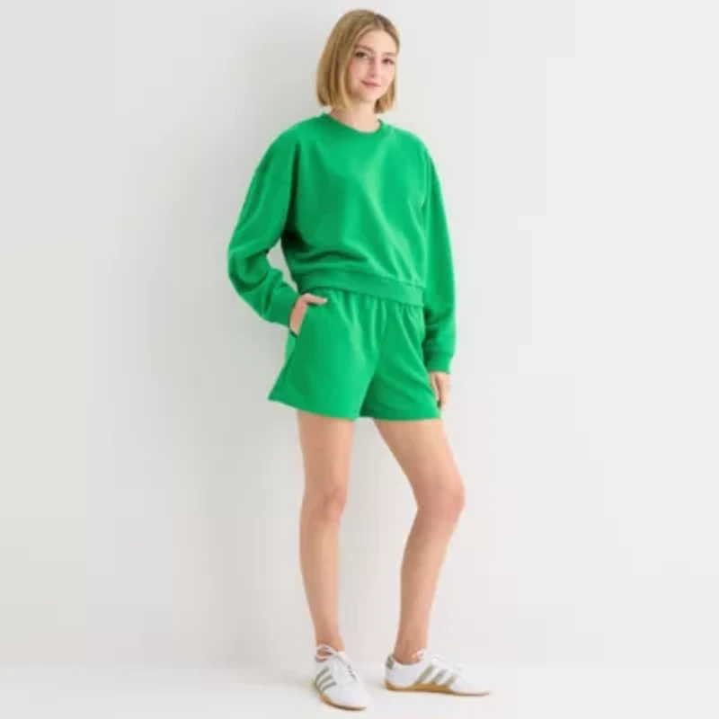 Xersion Womens French Terry Crew Neck Long Sleeve Sweatshirt