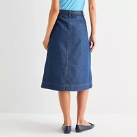 St. John's Bay Womens High Rise Midi A-Line Skirt