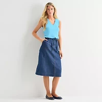 St. John's Bay Womens High Rise Midi A-Line Skirt