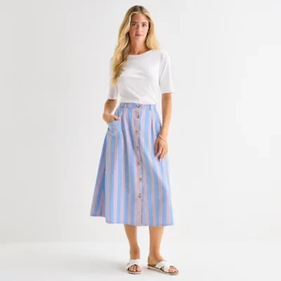 St. John's Bay Womens Midi A-Line Skirt