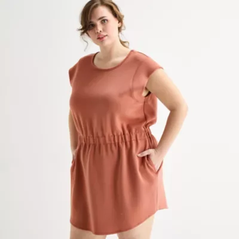 Stylus Womens Plus Short Sleeve T-Shirt Dress