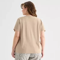 a.n.a Womens Plus Crew Neck Short Sleeve T-Shirt