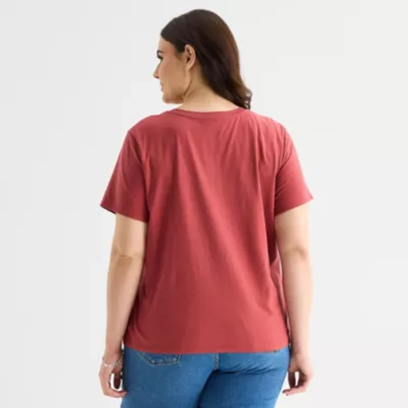 a.n.a Womens Plus Crew Neck Short Sleeve T-Shirt