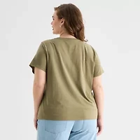 a.n.a Womens Plus Crew Neck Short Sleeve T-Shirt