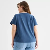 a.n.a Womens Plus Crew Neck Short Sleeve T-Shirt