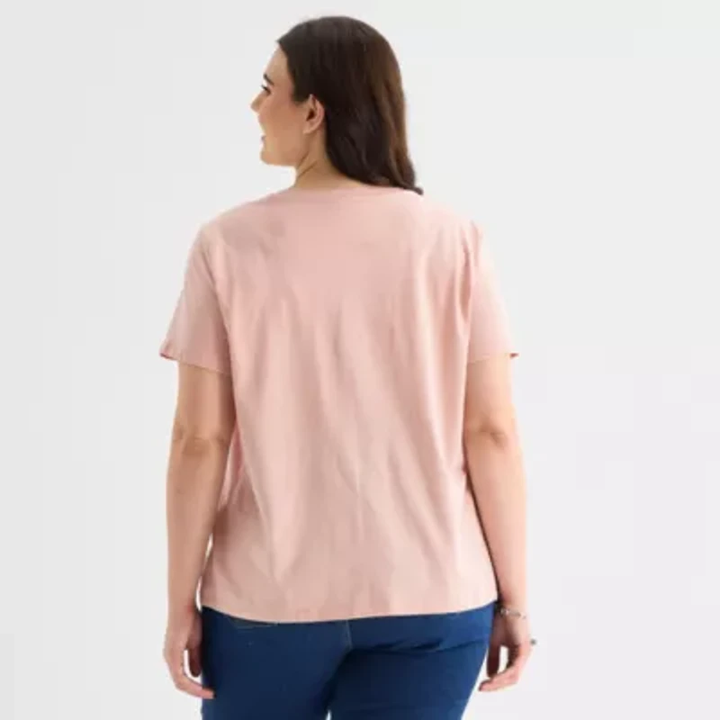 a.n.a Womens Plus Crew Neck Short Sleeve T-Shirt