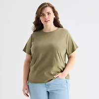 a.n.a Womens Plus Crew Neck Short Sleeve T-Shirt