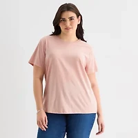 a.n.a Womens Plus Crew Neck Short Sleeve T-Shirt