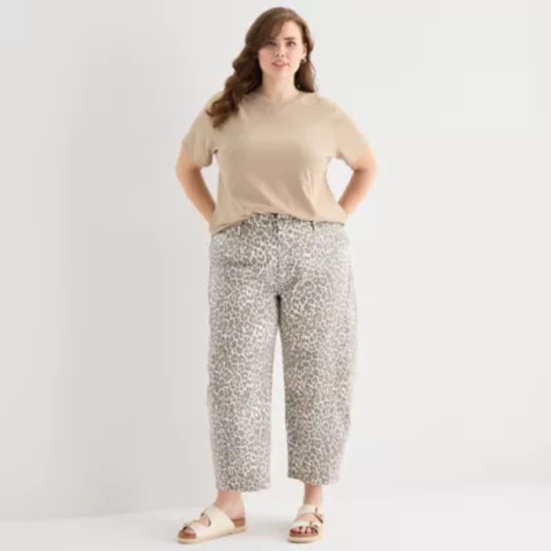 a.n.a Womens Plus Crew Neck Short Sleeve T-Shirt