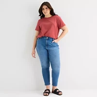 a.n.a Womens Plus Crew Neck Short Sleeve T-Shirt