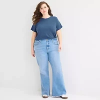 a.n.a Womens Plus Crew Neck Short Sleeve T-Shirt