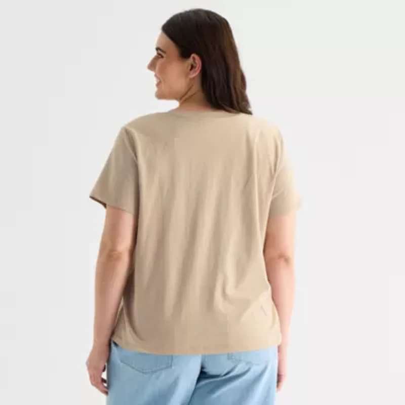 a.n.a Womens Plus V Neck Short Sleeve T-Shirt