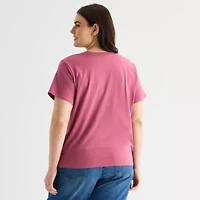 a.n.a Womens Plus V Neck Short Sleeve T-Shirt