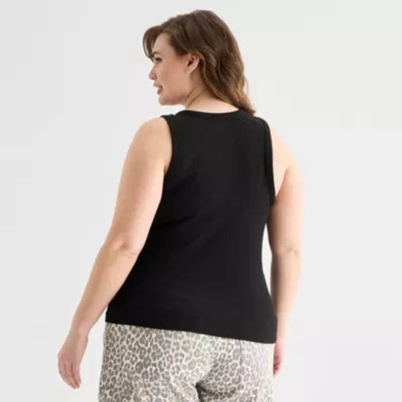a.n.a Womens Plus High Neck Sleeveless Tank Top